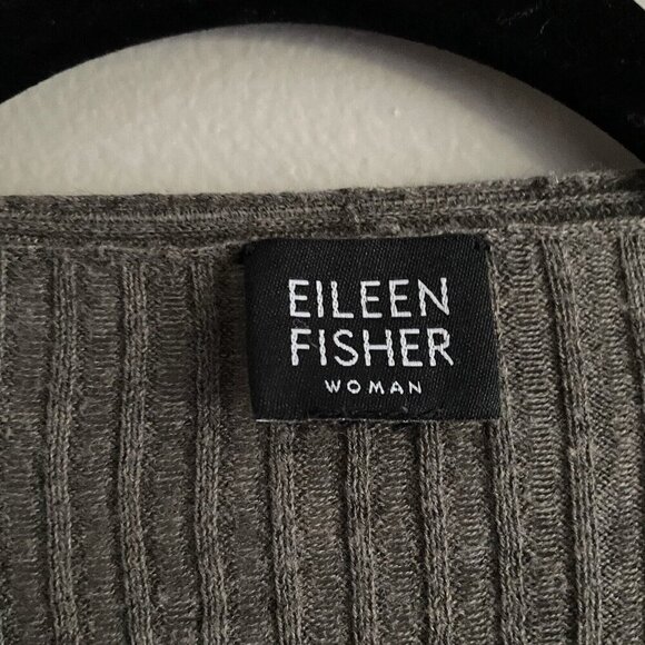 Eileen Fisher Woman Gray Sheer Ribbed Knit Tie Front Cardigan Sweater Size 1X - Picture 10 of 16